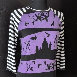 LuLaRoe Purple and Black Halloween Long Sleeve Top